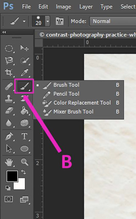 switch between black and white in photoshop for mac
